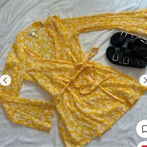 Diane Von Furstenberg Yellow Floral Blouse